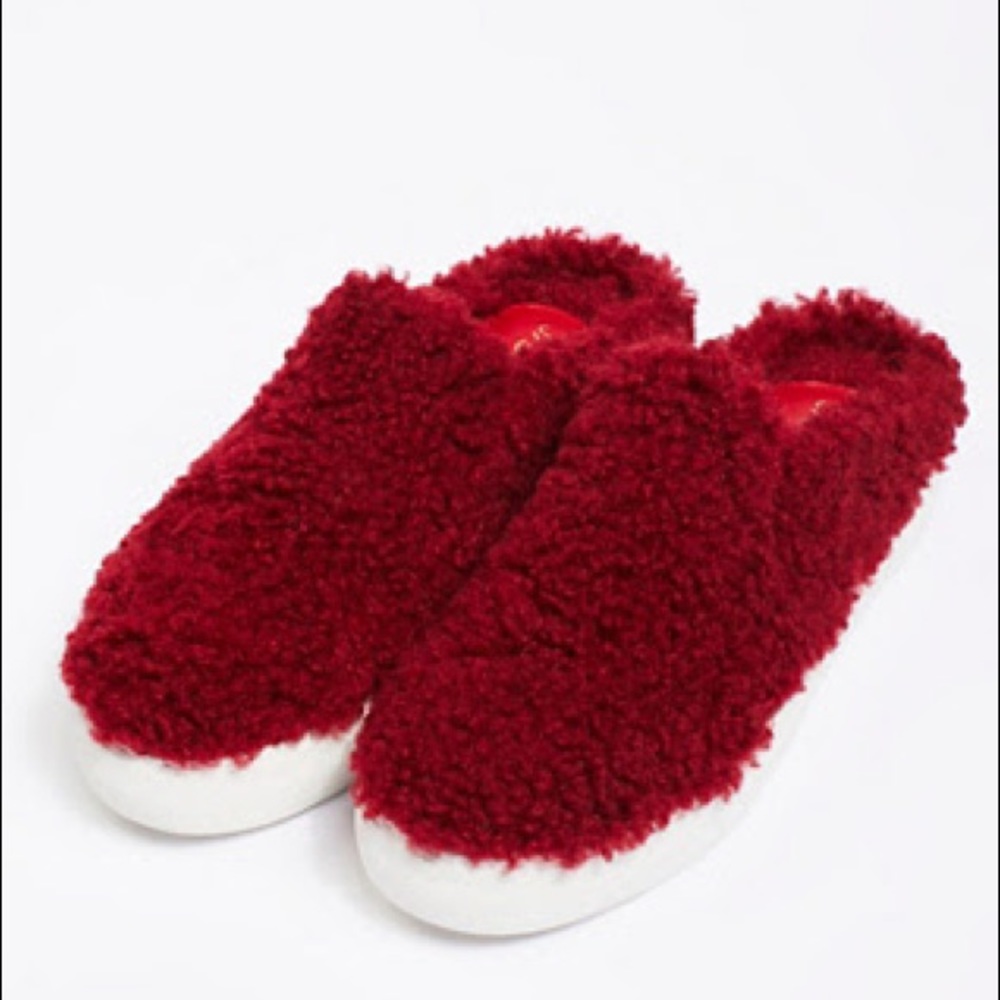 J/Slide Maroon Faux Shearling Mule Slides